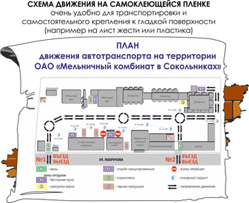 Схема движения (тип c, 2х2 метра пленка) - Охрана труда на строительных площадках - Схемы движения - . Магазин Znakstend.ru